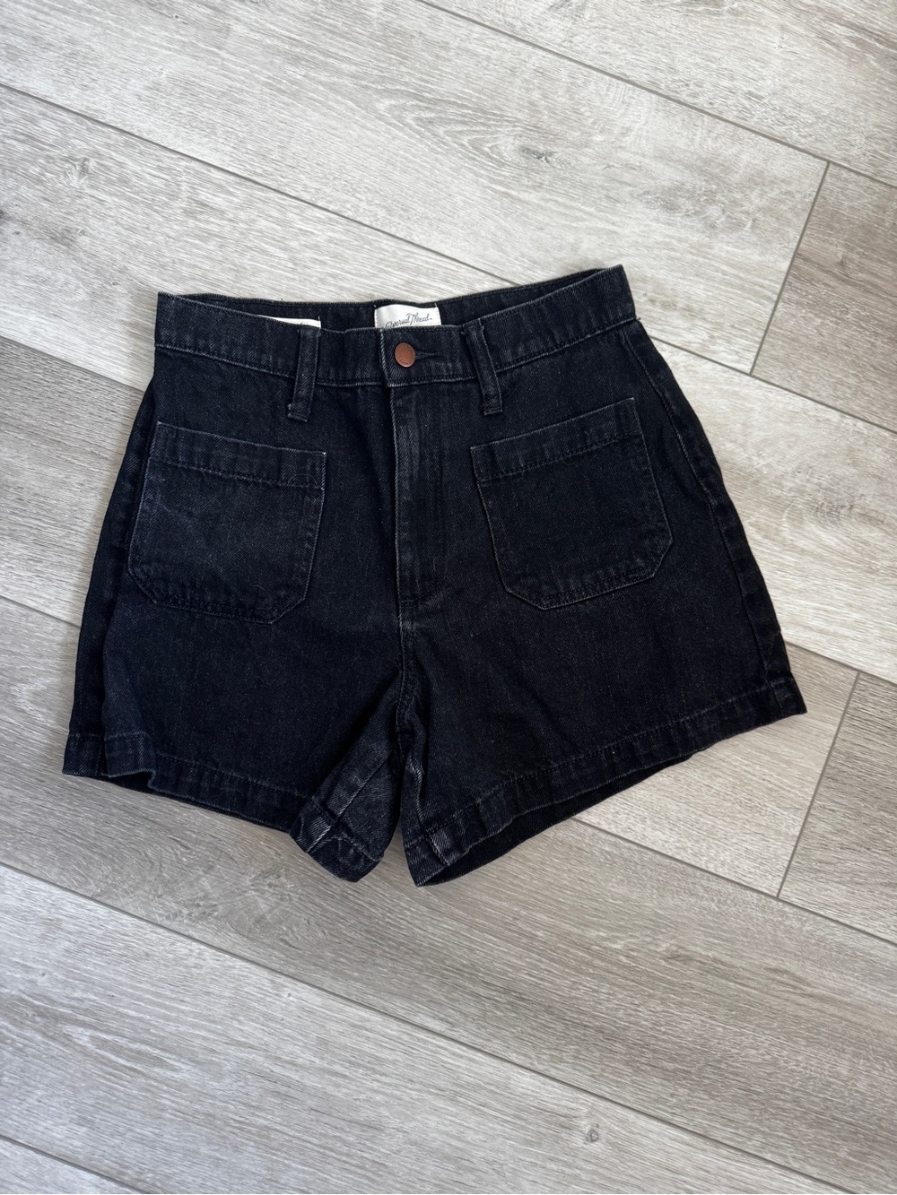 Universal Thread Black Denim High-Rise Patch Pocket Shorts